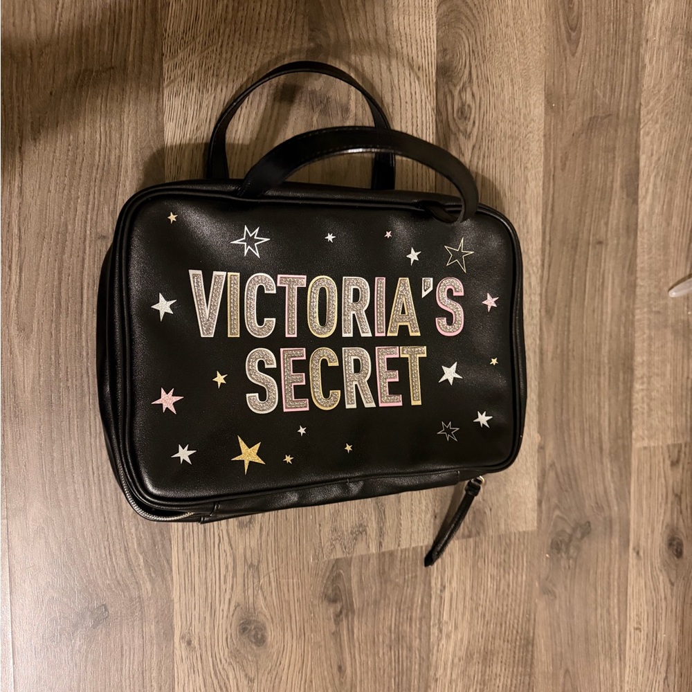 Victoria's Secret Black Cosmetic Case with Multicolor Star Logo